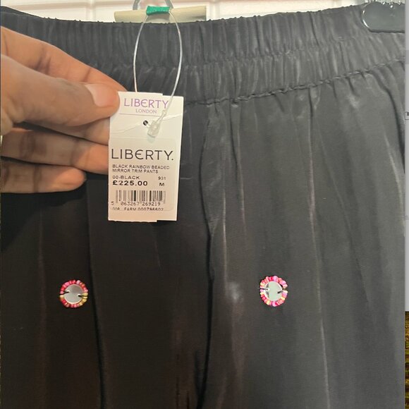 Farm Rio Black Rainbow Beaded Mirror Trim Trousers pants M sold out online - Picture 2 of 7